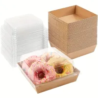 Cutii pentru prăjituri cu capac transparent - Cutii simple din hârtie pentru copt și sandvișuri