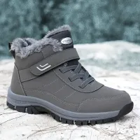 Men's winter snow boots with warm teddy lining, anti-slip, for outdoor activities