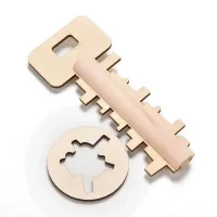 Puzzle din lemn distractiv în formă de cheie cu gaură de broască - calitate superioară