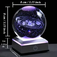 Lampa de noapte magică: Glob de cristal 3D al sistemului solar