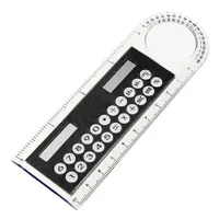 Mini solar calculator in ruler shape with magnifying glass