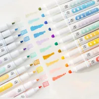 Set de 6 markere moderne, stilizate, minimaliste, colorate, evidențiate în culori pastelate