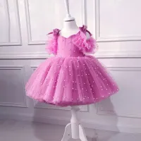 Girl's princess dress with sewn beads