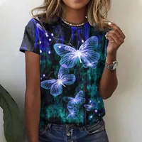 Beautiful ladies stylish t-shirt made of quality material with modern print of butterflies - various types Boston
