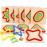 Puzzle educativ cu curcubeu din lemn pentru copii