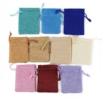 50 pcs of 7 x 9 cm jute linen gift bags in various colours