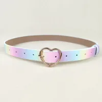 Luxurious girl strap with buckle in heart shape - rainbow color material with glitter