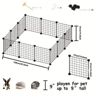 Set 12 bucăți Gard pentru animale de companie, Cușcă interioră portabilă din sârmă metalică pentru câini, Gard pentru animale de companie scurt, Stand de gard