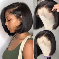 180% density 13*4 lace front Human hair Wig Straight Bob Wigs Human hair Straight Lace Front Wigs Human hair 13x4 Lace Front Wigs for women 180% Density Natural color Remy Brazilian human hair Bob wigs