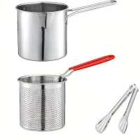 Stainless steel multi-function frying container with basket and steam insert