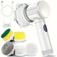 5v1 electric cleaning brush with replaceable heads - for thorough cleaning whole household