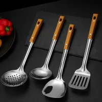 Kitchen utensils set made of stainless steel - burn and perforated spatula