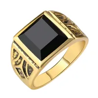 Pánský pozlacený prsten s černým kamenem