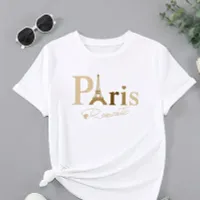 Tricou respirabil cu imprimeu Paris și decolteu rotund