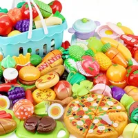 Set de cuisine pour enfants de 78 pièces avec aliments à découper et sac de rangement - Fruits, légumes, pizza et plus