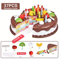 Joc de tăiat tort colorat pentru copii, 37 piese, pentru jocul în familie - Jucărie de rol unisex pentru copii de la 3 ani