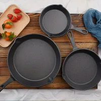 3 pieces, durable pan with drip nozzles, portable metal utensils