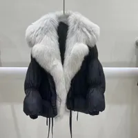 Parka de iarnă universală pentru femei cu umplutură caldă din pene de gâscă și blană luxoasă