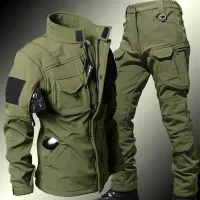 Costum outdoor pentru bărbați, stil tactical, impermeabil - Army