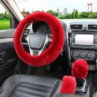 Luxury protection set for steering wheel, gear lever and brake made of plush Indiana material