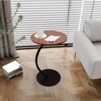 Moderní dřevěný odkládací stolek ve tvaru písmene C k pohovce, sedací soupravě a posteli - Stylový a funkční konferenční stolek do obývacího pokoje a ložnice