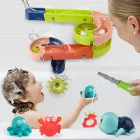 Baby Slide Splash Water Ball Track Stick to Wall Bath Toy for Toddlers DIY (24 Pieces)