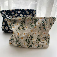 Trousse de maquillage florale à grande capacité pour femmes - trousse de toilette pratique avec organisateurs