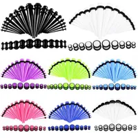 Set of different coloured acrylic ear dilators - 36 pcs