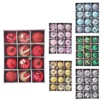 Set of beautiful Christmas ornaments in the shape of a ball and fine decoration - 12 pcs