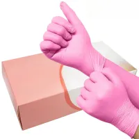 100 ks jednorázové ružové rukavice pre kuchyňu, záhradu, čistenie, farbenie vlasov, autoservis, tetovanie, autoumývanie - ružové rukavice