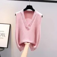 Gilet da donna in maglia con scollo a V, ampio e confortevole per l'autunno e l'inverno - Vari colori