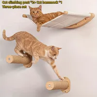 3ks / sada drevená mačka stena závesné lôžko a škrabanec, Balkón mačka stena záves, lezenie rebrík pre mačky, závesné lôžko, mačacie hniezdo