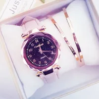 Ladies luxury watch with leather strap