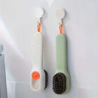 Brosse 2 en 1 pour chaussures et linge avec distributeur de détergent intégré - sans électricité