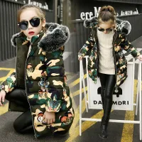 Luxury girls winter Army jacket with butterflies