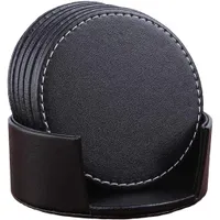 Leather coasters with stand 6 pcs