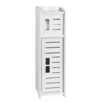 Compact storage column with toilet paper holder - space-saving bathroom organizer