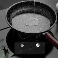 1pc Maifan Stone Non-sticky pot with wooden handle 24cm/9.45inch, Non-sticky pan Maifan Stone Wok, Pancake Egg Steak Pizza Pot, Cooking Work, Barbecue, Dishes, Kitchen utensils