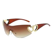 Sunglasses with rhinestones and hearts Y2K