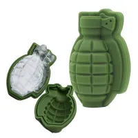 Silicone form for ice in the shape of a grenade