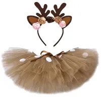 Deer girl costume and beautiful tulle fluffy skirt and headband