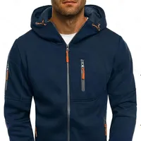 Male comfortable free hoodie with hood and zipper, men's clothing