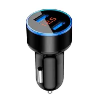 Dual USB car charging adapter with LED display