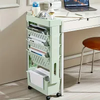 5 floor mobile library rack with table - Space at the desk
