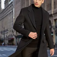 Męski Elegancki Retro Trench: półformalny Single-row Lapel