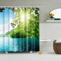 Shower curtain with nature motif