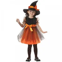 Dětský kostým čarodějnice Hevis - oranžový