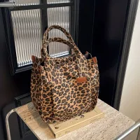 Elegante Damen-Leoparden-Canvas-Tasche, große Kapazität, Schulter- und Handtasche, mit Reißverschluss, strapazierfähiges, kratzfestes und abnutzungsbeständiges Material