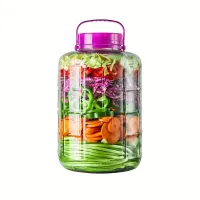 Glass fermentation container with cap and water cap - for pickles, kimchi, sauerkraut and sausages