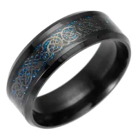 Men's Black Ring with Ornament